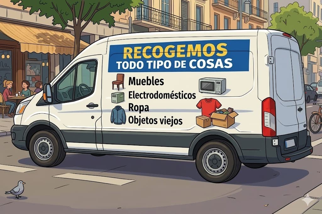Camioneta animada de recogida de ropa
